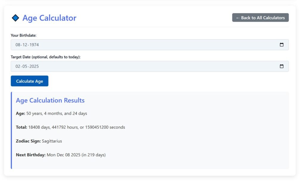 Pearson Age Calculator
