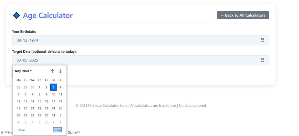 Pearson Age calculator