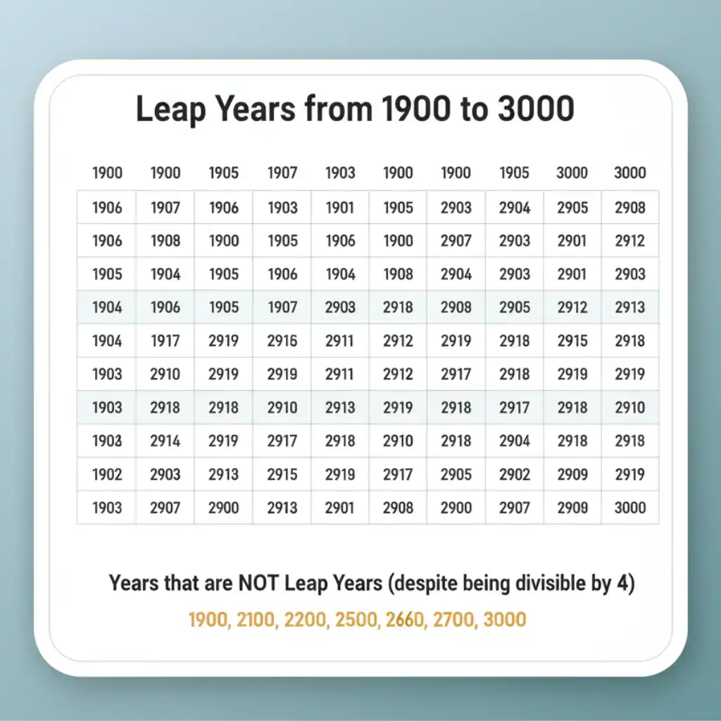 leap years list