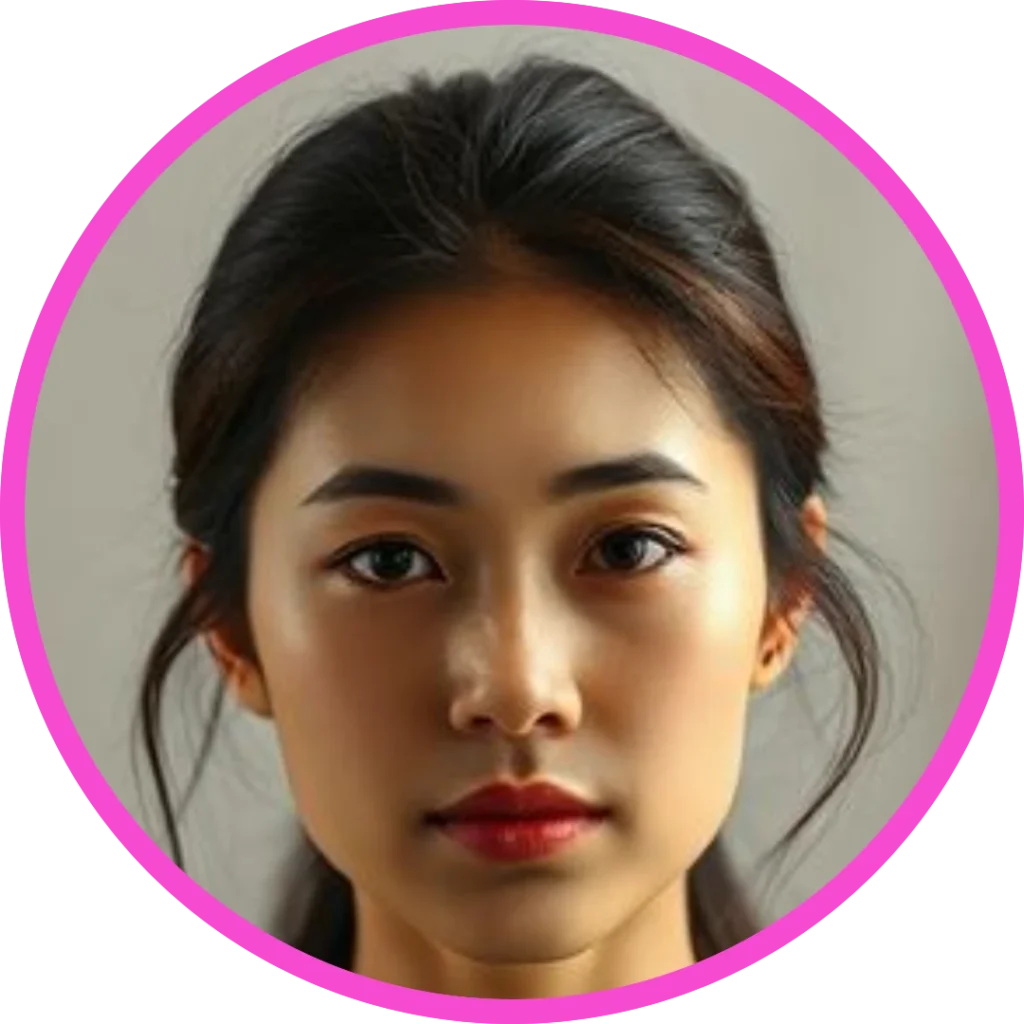 Circle crop image with a thin plain white border for social media.