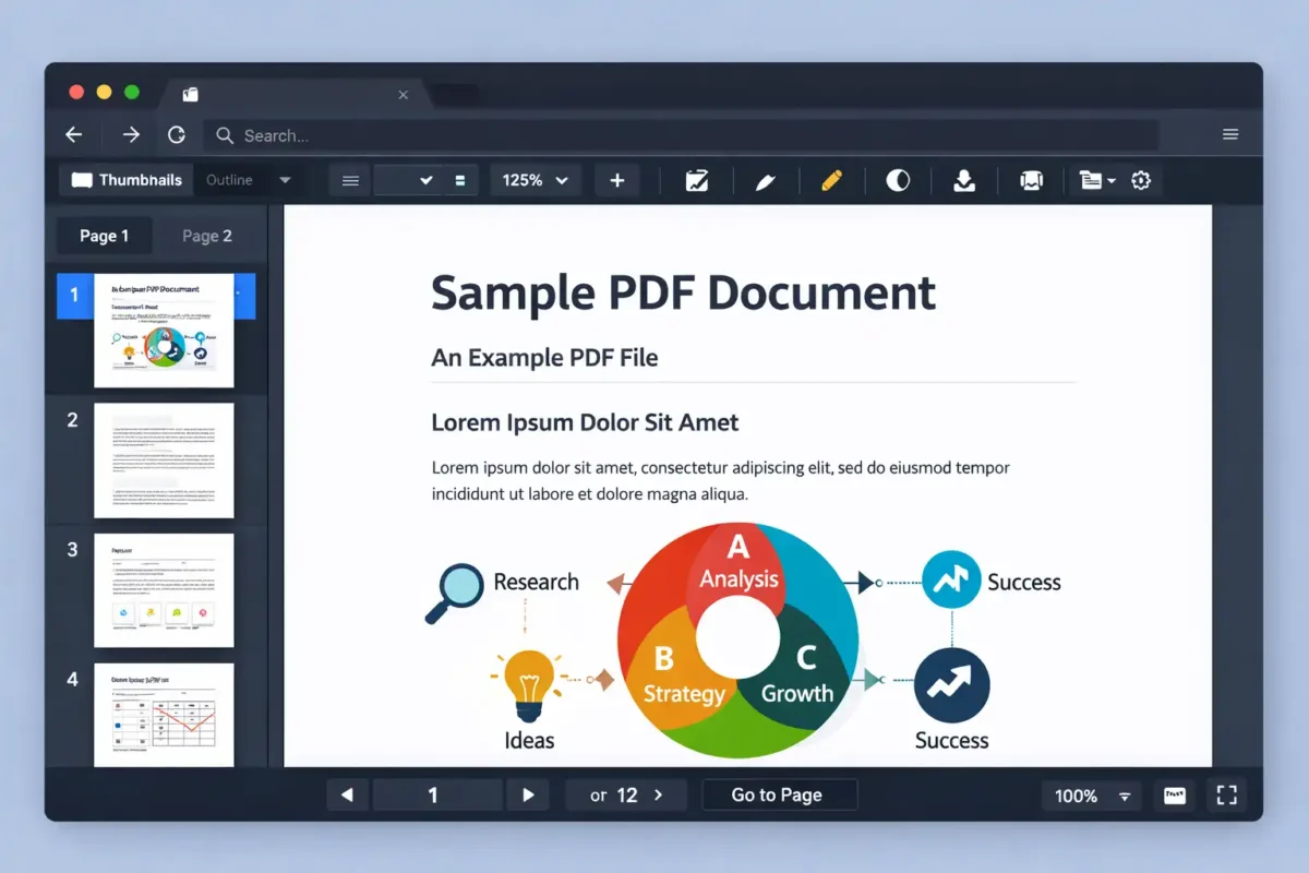Online PDF viewer tool interface with zoom, page navigation, and instant browser preview