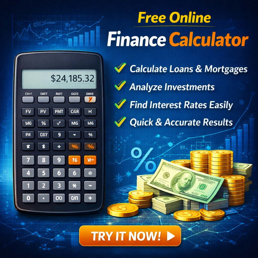 Free finance calculator online to calculate loans, investments, and interest rates quickly and accurately