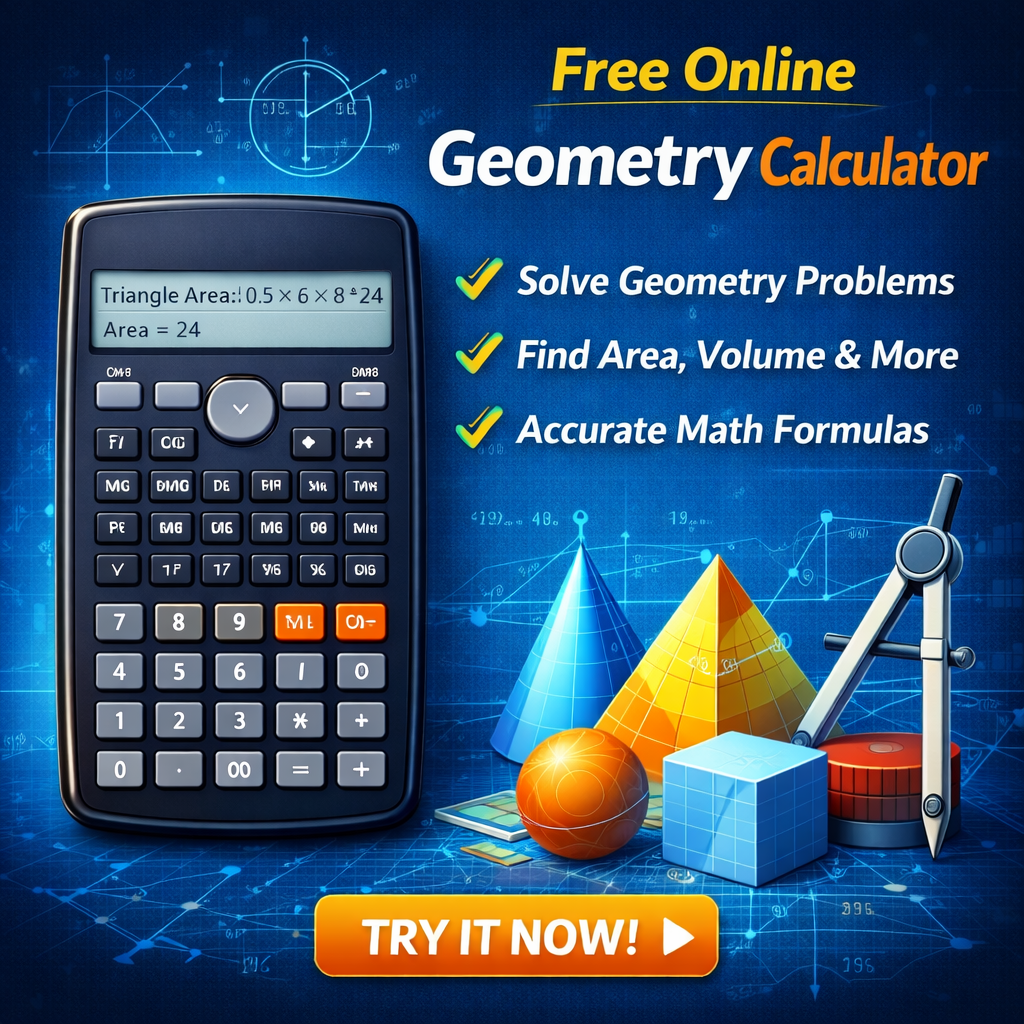 Free geometry calculator online to calculate area, perimeter, volume, and shapes easily for students