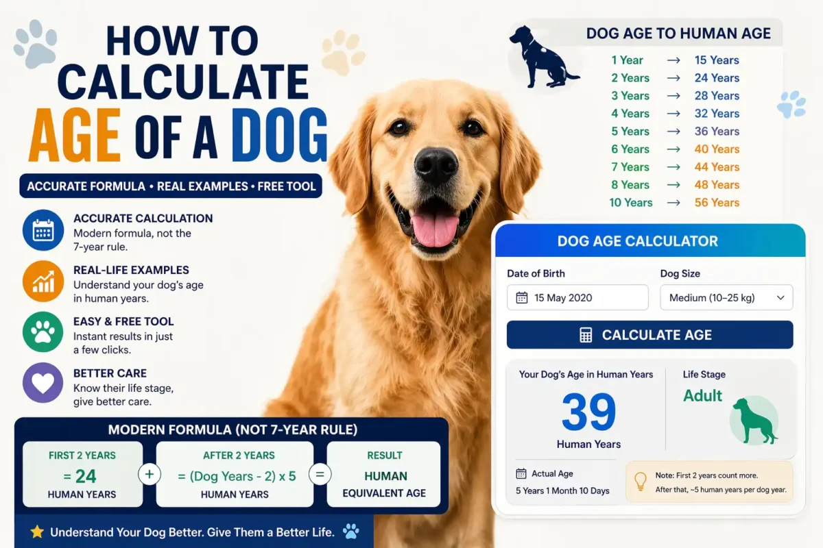 how to calculate age of a dog using accurate formula dog age calculator with real life example and human age chart